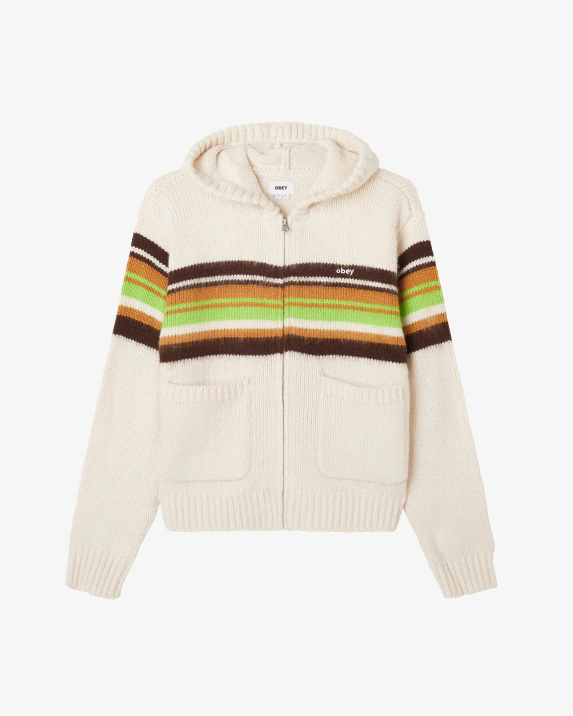 Obey MYERS ZIP SWEATER unbleached multi