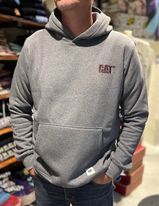 Cat Caterpillar Logo Hoodie - Heather Grey