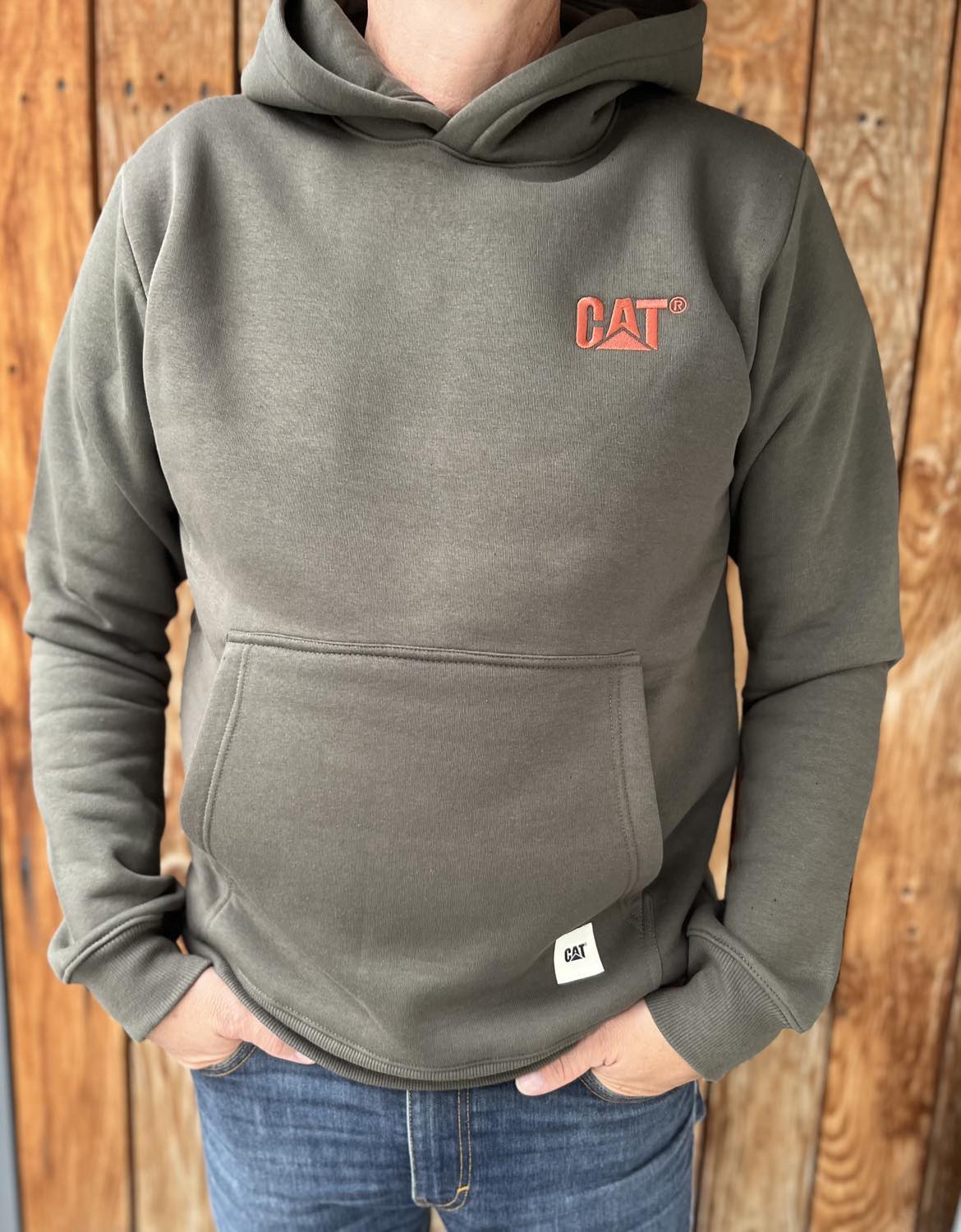 Cat Caterpillar Logo Hoodie - Military Olive