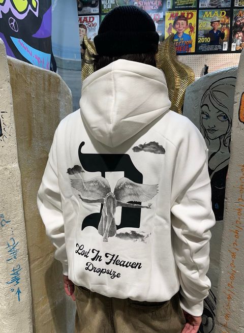 Dropsize HD-169 HEAVY OVERSIZE LOST IN HEAVEN HOODIE - CREAM WHITE