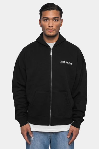 Dropsize ZH-001 SUPER HEAVY OVERSIZE BLANK ZIP HOODIE - BLACK