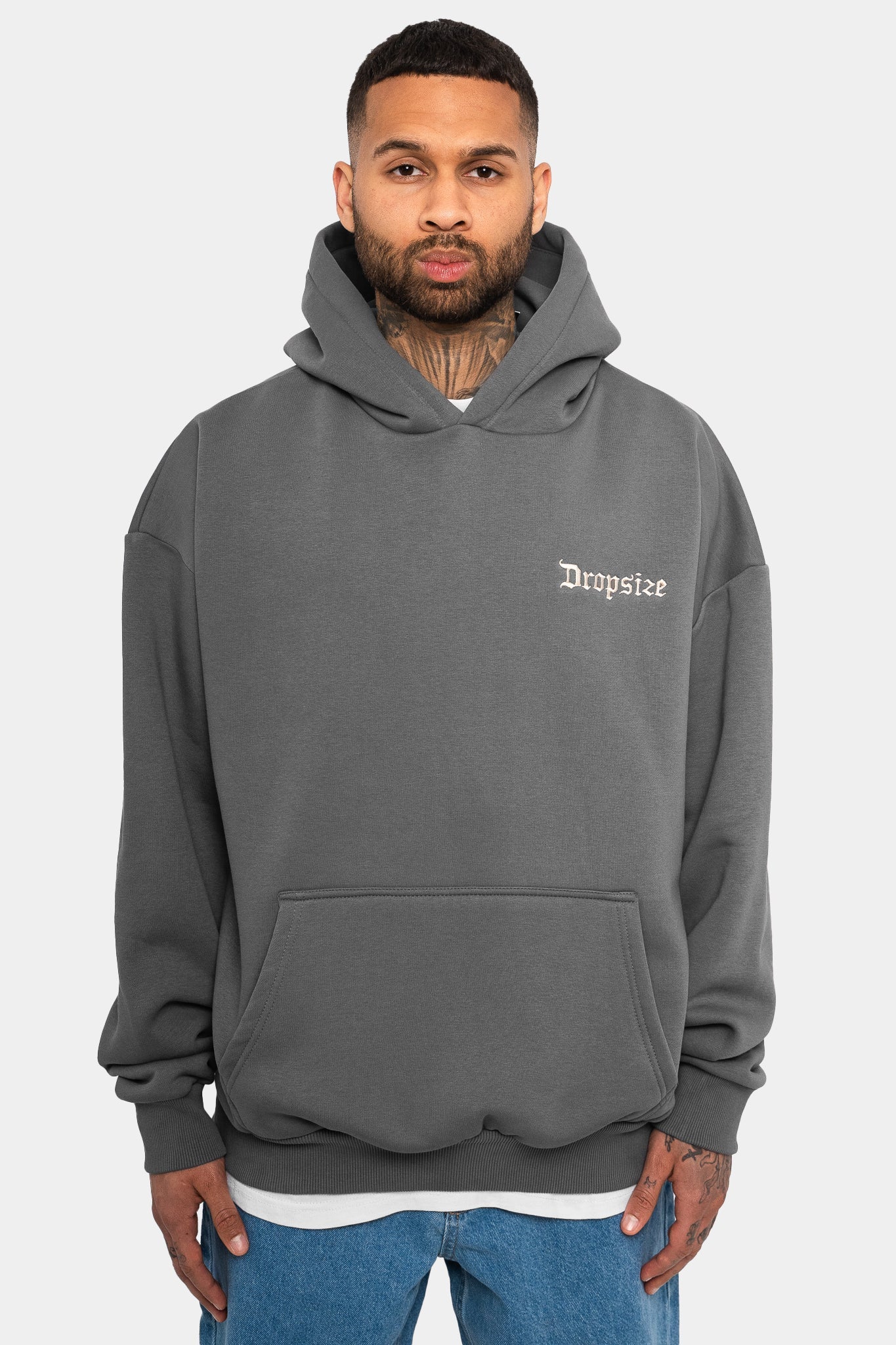 Dropsize HD-101 HEAVY OVERSIZE Hoodie Washed-Grey