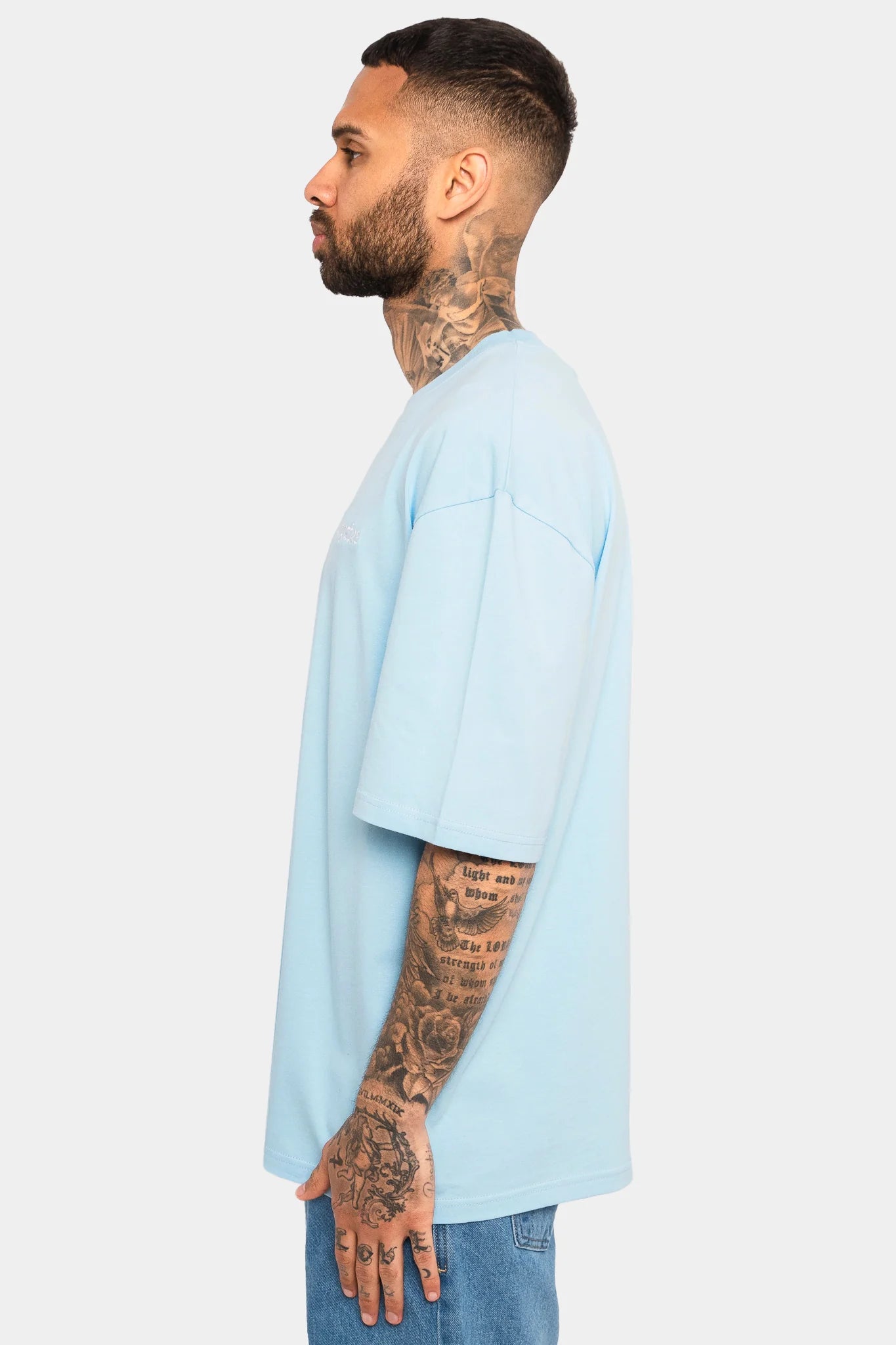 Dropsize TS-020 HEAVY OVERSIZE EMBO T-SHIRT - BABY BLUE