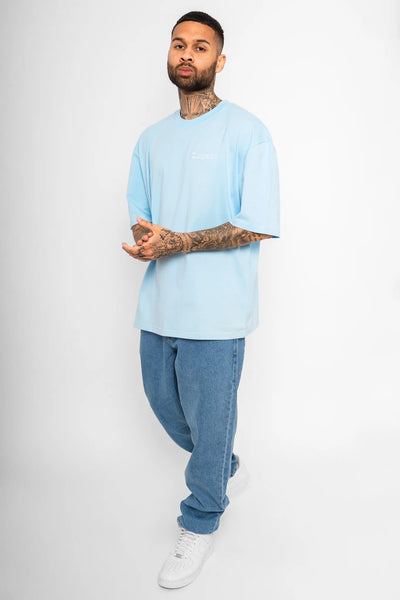 Dropsize TS-020 HEAVY OVERSIZE EMBO T-SHIRT - BABY BLUE