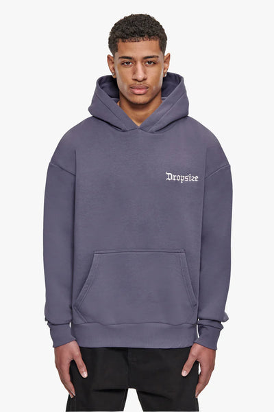 Dropsize HD-158 HEAVY OVERSIZE SMALL EMBO HOODIE - GRANITE