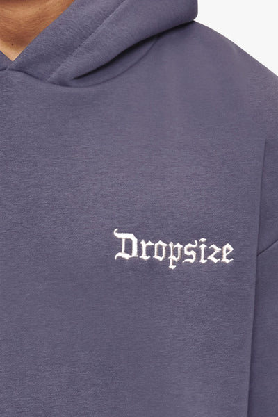 Dropsize HD-158 HEAVY OVERSIZE SMALL EMBO HOODIE - GRANITE