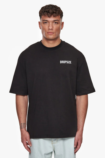 Dropsize TS-172 HEAVY Oversize Hustle Club T-SHIRT - Black