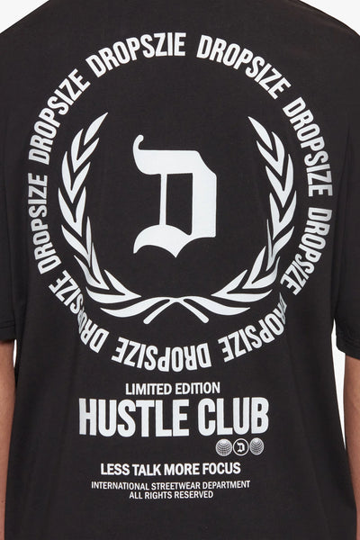 Dropsize TS-172 HEAVY Oversize Hustle Club T-SHIRT - Black