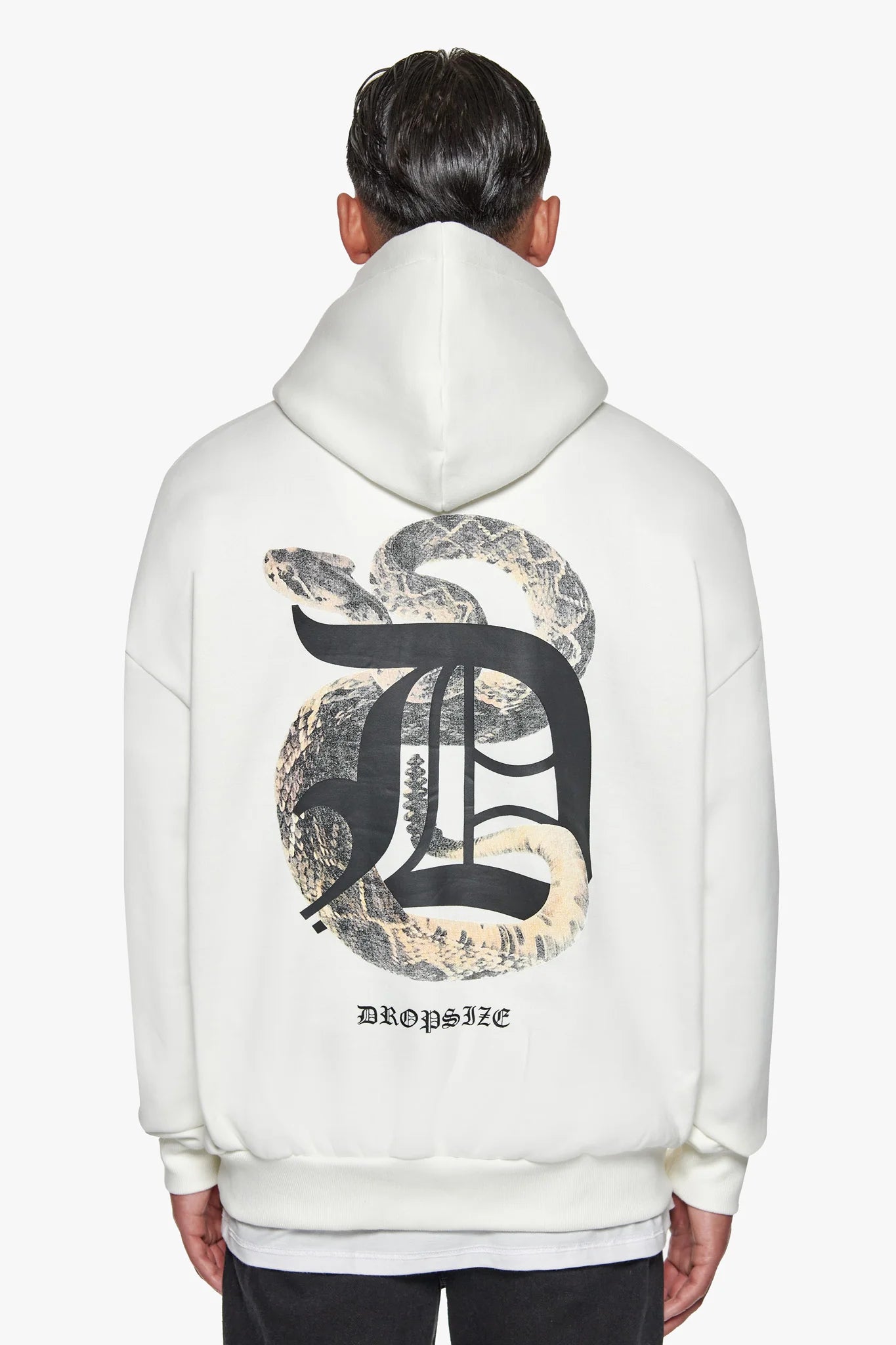 Dropsize HD-178 HEAVY OVERSIZE RATTLE SNAKE HOODIE - CREAM WHITE