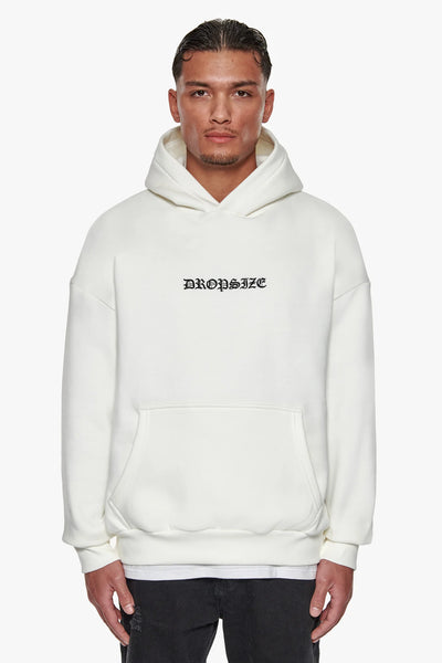 Dropsize HD-178 HEAVY OVERSIZE RATTLE SNAKE HOODIE - CREAM WHITE