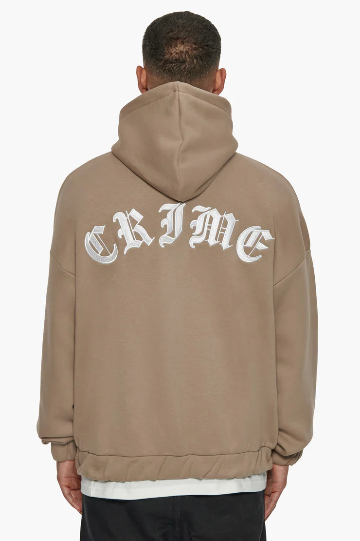 Dropsize ZH-009 SUPER HEAVY OVERSIZED CRIME ZIP HOODIE - SILVER MINK