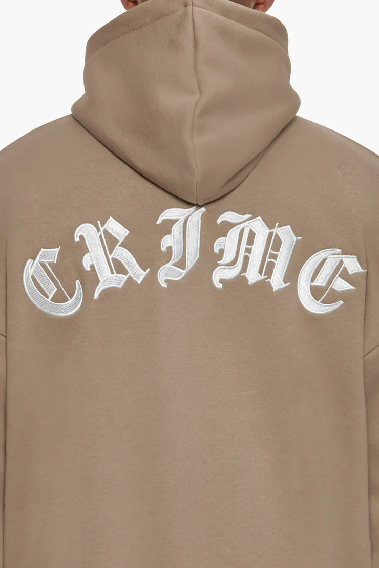 Dropsize ZH-009 SUPER HEAVY OVERSIZED CRIME ZIP HOODIE - SILVER MINK