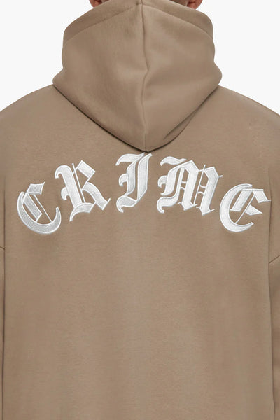 Dropsize ZH-009 SUPER HEAVY OVERSIZED CRIME ZIP HOODIE - SILVER MINK