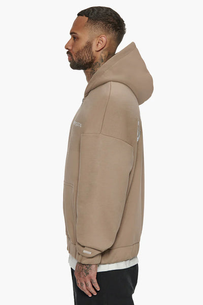 Dropsize ZH-009 SUPER HEAVY OVERSIZED CRIME ZIP HOODIE - SILVER MINK