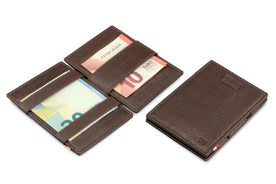 Garzini / Hunterson Cavare Pull Tab Magic Card Wallet - Chocolate Brown