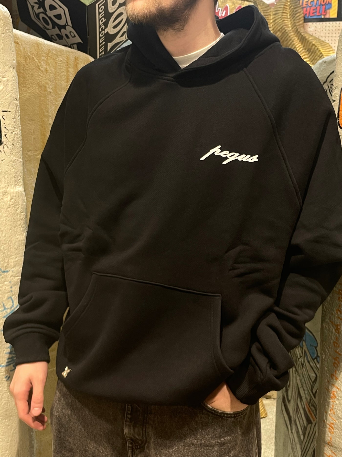 Pequs Chest Logo Hoodie - Black