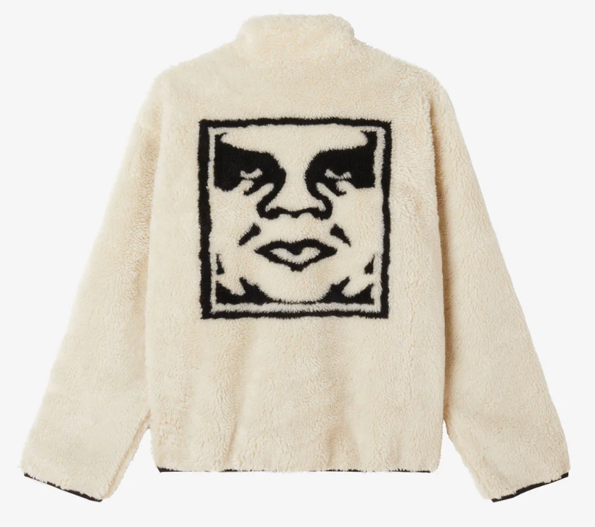 Obey Icon Face Sherpa Jacket - Unbleached