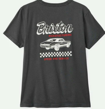 Brixton TAILLIERTES T-SHIRT MIT RUNDHALSAUSSCHNITT „SPEED AND SERVICE“ Black