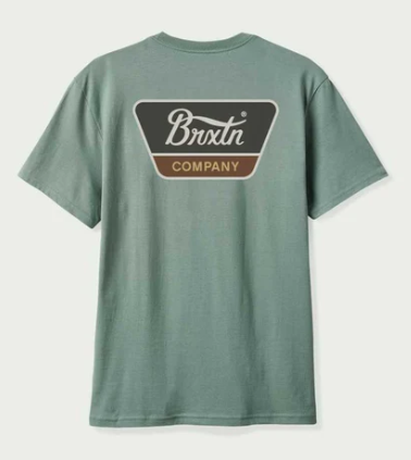 Brixton LINWOOD Tee - Chinois Green / Washed Black / Off White