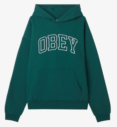 Obey Pigment Collegiate II Extra heavyweight OVERSIZE HOOD - Rain Forest