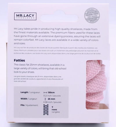 Mr. Lacy Fatties  130cm Shoelaces · Pastel Pink