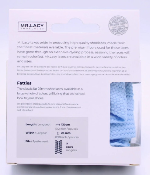 Mr. Lacy Fatties 130cm Shoelaces · Pastel Baby Blue