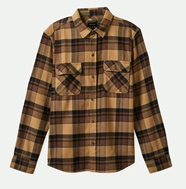 Brixton Bowery L/S Flannel Shirt - TIGER'S EYE / PINECONE BROWN / WAS (TEPBW)