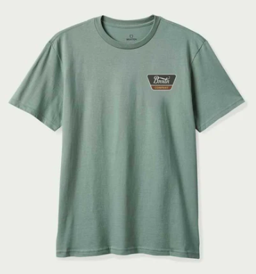 Brixton LINWOOD Tee - Chinois Green / Washed Black / Off White