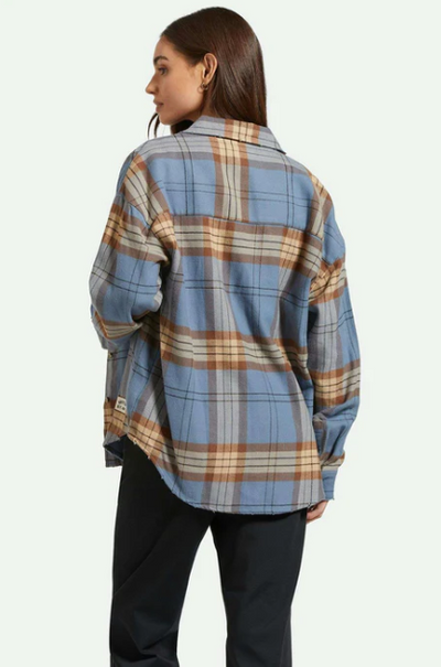 Brixton BOWERY DAMEN CLASSIC Oversize FLANELL Flint Blue/Pine Cone Brown