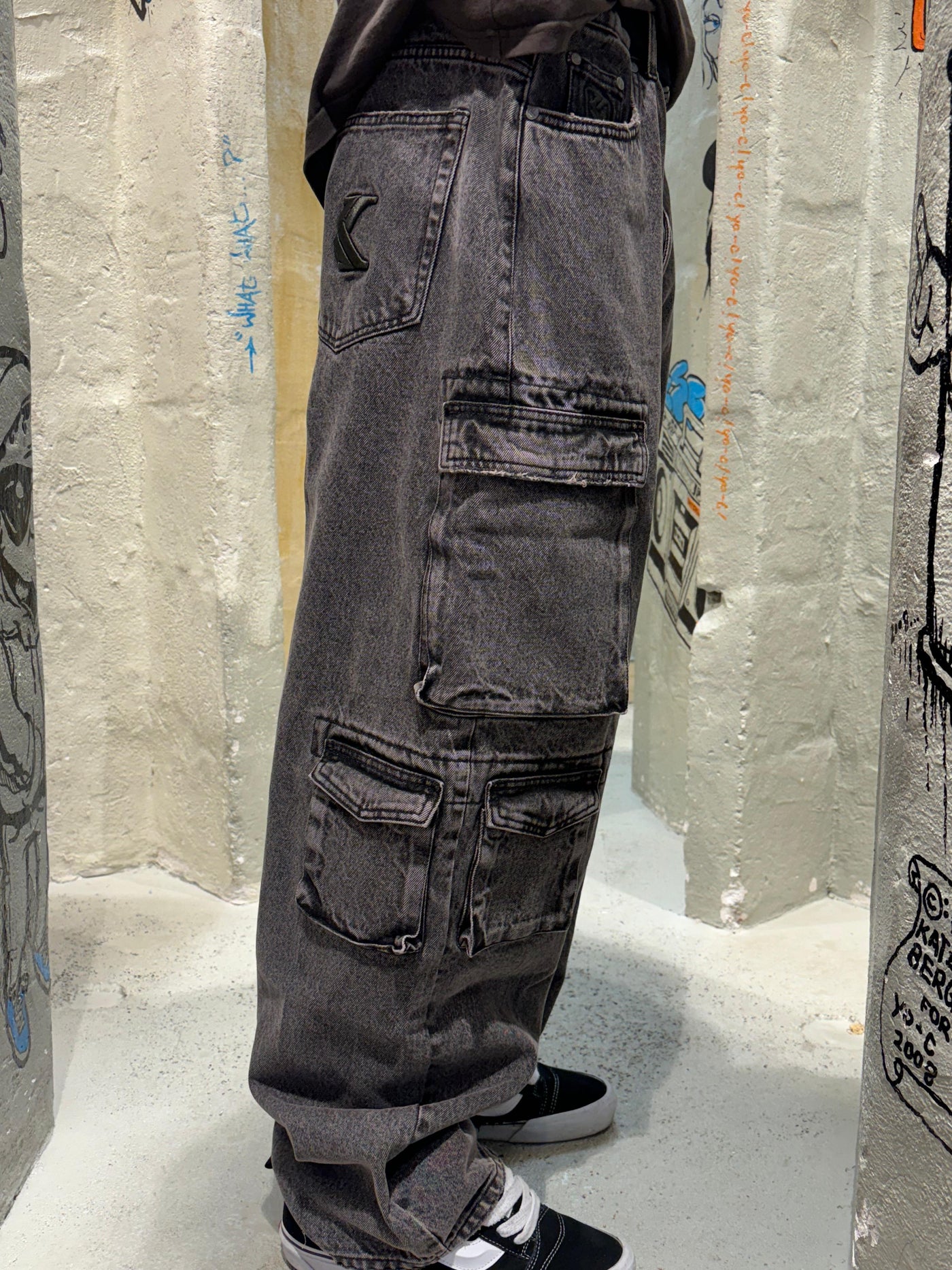 Karl Kani OG Baggy Cargo Jeans Pants - Grey