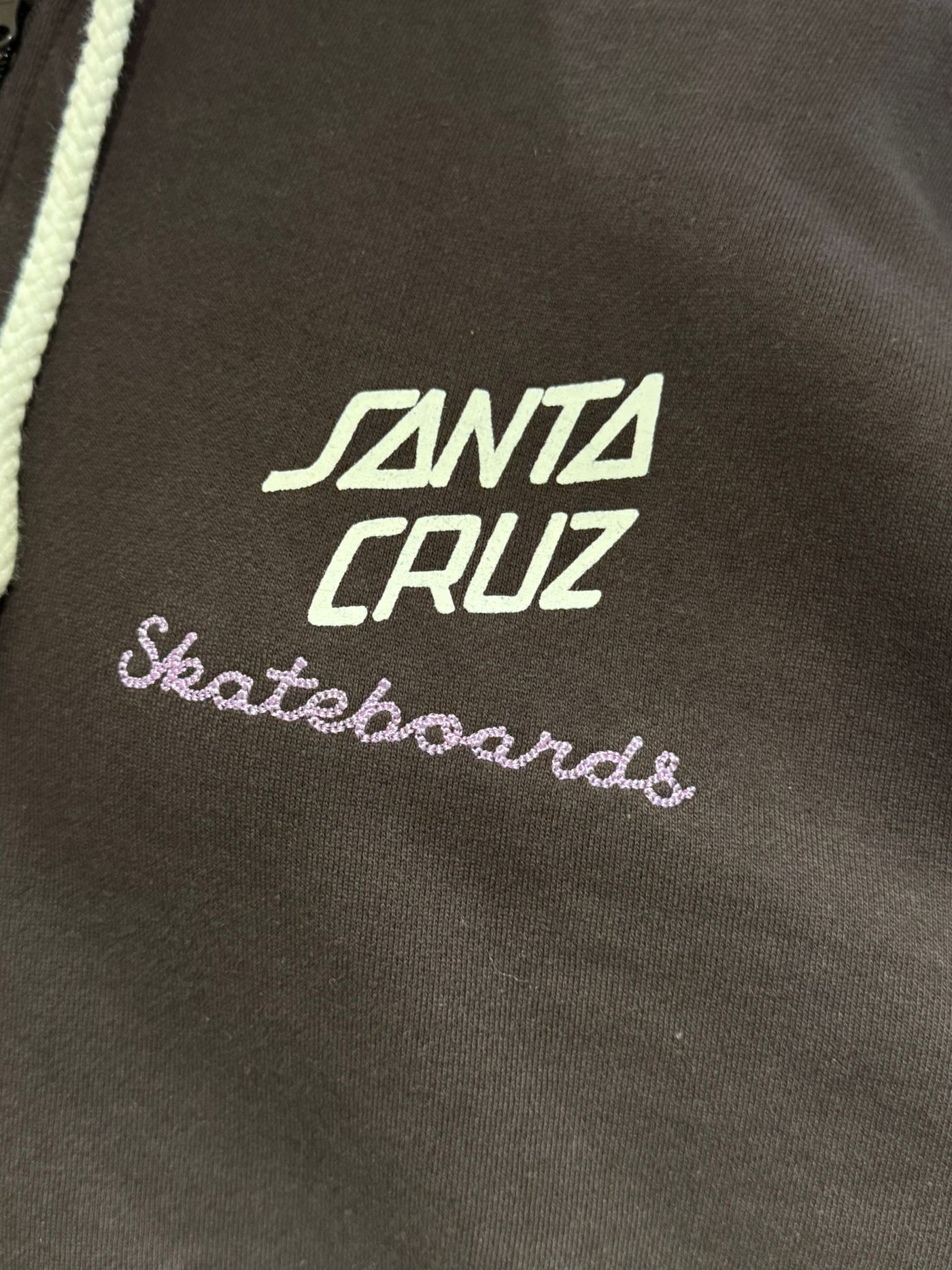 Santa Cruz Woman Singular Script Front Ground Zip Hoodie - Ground Coffee