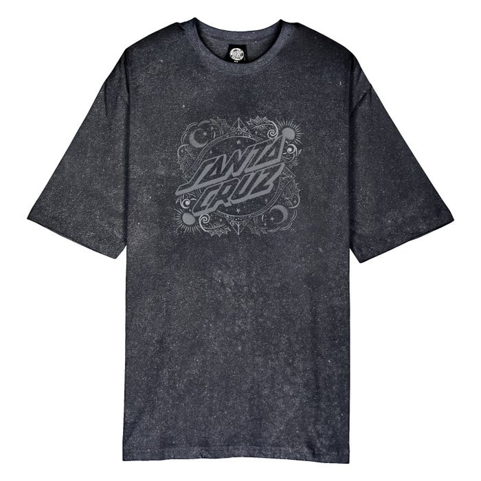 Santa Cruz Ornate Dot Front Oversized Tee - Black Acid Wash