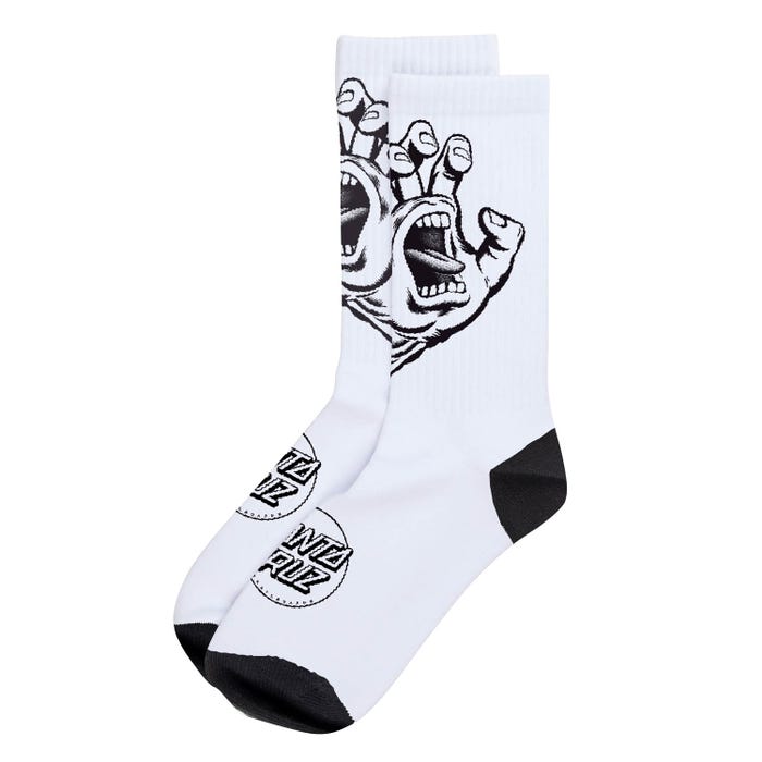 Santa Cruz Screaming Hand Mono Socks - White