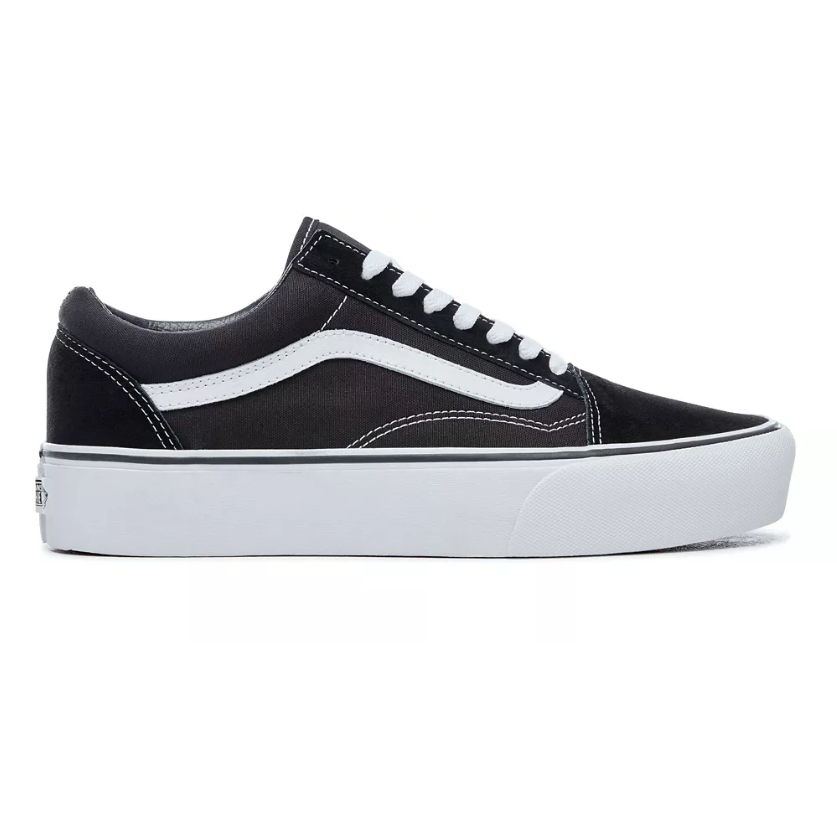 Vans old skool platform outlet trainers in black mono